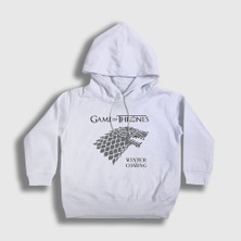 Presmono Unisex Çocuk Beyaz Stark Game Of Thrones Kapüşonlu Sweatshirt