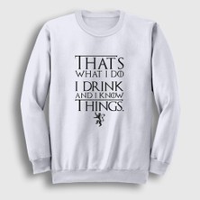 Presmono Unisex Beyaz Drink Game Of Thrones Sweatshirt
