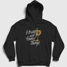Presmono Unisex Siyah Know Game Of Thrones Kapüşonlu Sweatshirt