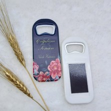 Hayaller Dükkanı 30 Adet Siyah Zemin Kırmızı Çiçek Baskılı Dikey Açacak Magnet 4,5x10,5 Cm Uv Nikah Şekeri Nişan Şekeri