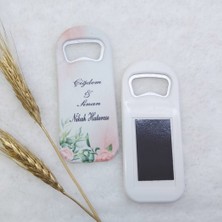 Hayaller Dükkanı 30 Adet Pembe Çiçekli Dikey Açacak Magnet 4,5x10,5 Cm Uv Nikah Şekeri Nişan Ği