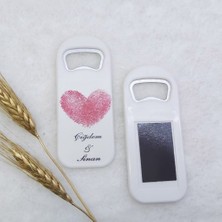 Hayaller Dükkanı 30 Adet Kalp Baskılı Dikey Açacak Magnet 4,5x10,5 Cm Uv Nikah Şekeri Nişan Ği