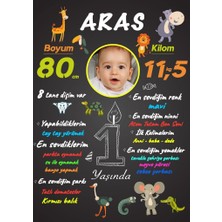Hayaller Dükkanı 1 Yaş Anı Panosu Afiş,Karşılama Panosu Branda Sevimli Hayvanlar Hdts1001