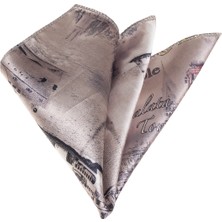 Exve Exclusive Gri Istanbul Vapur Baskılı Yaka Mendili