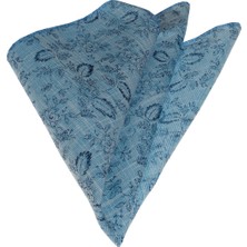 Exve Exclusive Mavi Lacivert Çiçek Desen Baskılı Yaka Mendili