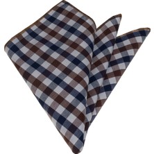 Exve Exclusive Kahverengi Beyaz Lacivert Kareli Yaka Mendili