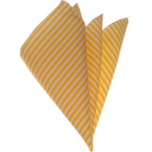 Exve Exclusive Sarı Beyaz Çizgili Pamuk Yaka Mendili