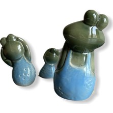 Rakun Home 3'lü Seramik Kurbağa Biblo