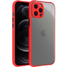 Case 4U Apple iPhone 12 Pro Max Kılıf Darbe Koruyucu Kenar Kamera Korumalı Silikon Kaff Kapak Kırmızı
