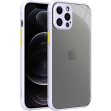 Case 4U Apple iPhone 12 Pro Max Kılıf Darbe Koruyucu Kenar Kamera Korumalı Silikon Kaff Kapak Mor
