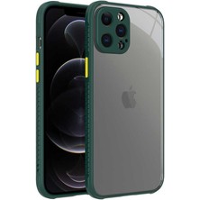 Case 4U Apple iPhone 12 Pro Max Kılıf Darbe Koruyucu Kenar Kamera Korumalı Silikon Kaff Kapak Koyu Yeşil