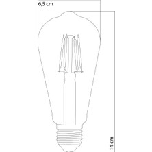 Heka Rustik Flamanlı Armut LED Ampul Gün Işığı ST64 8W 2500K E27