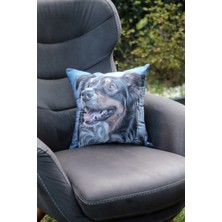 New Old Kırlent - Yastık (%100 Dokuma-Baskı Değildir) - 37CM x 37CM - Iç Yastık Dahil - Köpekli