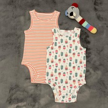 Pieros Baby 0076 Kız Bebek 2'li Kolsuz Badi