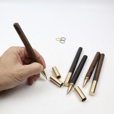 Profisher Ahşap Tükenmez Kalem Için Pirinç Kafa Roller Siyah Yedek Iç Uç