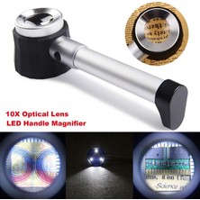 Profisher Metal El Büyüteç Cam Lens 3 LED Işıklı Fermuarlı Eva Çantalı 10X Optik Ölçekli