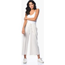 Cotton Candy Belden Bağcıklı Cepli Culotte Pantolon - Ekru Ekru - M