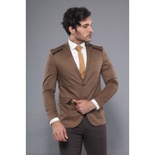 Wessi Erkek Çift Yırtmaç Omuz Parçalı Slim Fit Ceket