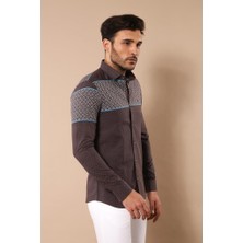 Wessi Erkek Pano Desenli Slim Fit Gömlek