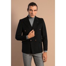 Wessi Erkek Kruvaze Sivri Yaka Slim Fit Ceket