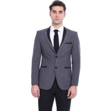 Wessi Erkek Iki Düğme Mono Yaka Velvet Slim Fit Ceket