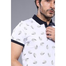 Wessi Erkek Çiçek Desenli Polo Yaka Slim Fit Tişört