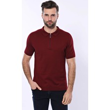 Wessi Erkek Slim Fit Polo Yaka Örme Düz Pamuk Tişört