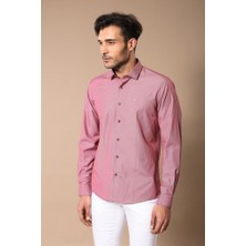 Wessi Erkek Slim Fit Desenli Çizgili Gömlek