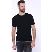 Wessi Erkek Slim Fit Bisiklet Yaka Desenli Pamuk Tişört
