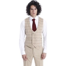 Wessi Erkek Düz Yaka Slim Fit Yelek Pantolon Takım