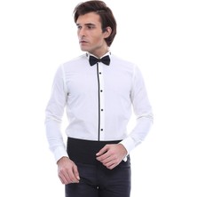 Wessi Erkek Slim Fit Pileli Manşetli Damatlık Pamuk Gömlek