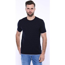 Wessi Erkek Slim Fit Bisiklet Yaka Desenli Pamuk Tişört