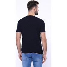 Wessi Erkek Slim Fit Bisiklet Yaka Desenli Pamuk Tişört
