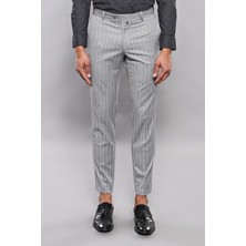 Wessi Erkek Slim Fit Çizgili Desen Kumaş Pantolon