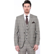 Wessi Erkek Ekose Desenli Sivri Yaka Slim Fit Ceket