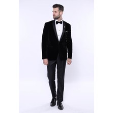 Wessi Erkek Düz Şal Yaka Velvet Slim Fit Ceket