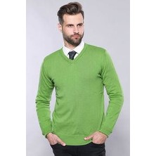 Wessi Erkek Desensiz V Yaka Slim Fit Triko