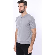 Wessi Erkek Slim Fit Polo Yaka Örme Düz Pamuk Tişört