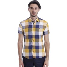 Wessi Erkek Sarı Slim Fit Ekose Desenli Pamuk Gömlek