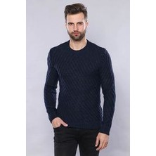 Wessi Erkek Desenli Bisiklet Yaka Slim Fit Triko