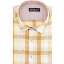 Wessi Erkek Sarı Ekoseliki Pamuk Slim Fit Gömlek