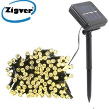 Zigver Solar Güneş Enerjili Dış Bahçe 8 Modlu 10METRE 100 LED Gün Işığı Aydınlatma