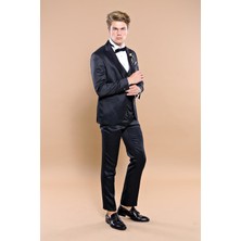 Wessi Erkek Çıkma Yaka Garnili Yelekli Slim Fit Damatlık