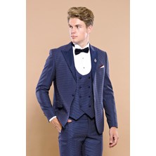 Wessi Erkek Çıkma Yaka Yelekli Slim Fit Takım Elbise