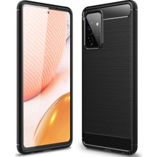 Microcase Samsung Galaxy A72 Brushed Carbon Fiber Silikon Kılıf - Siyah