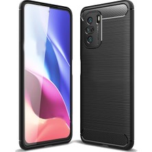 Microcase Xiaomi Redmi K40 Brushed Carbon Fiber Silikon Kılıf - Siyah