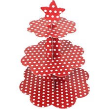 Event Party Store Kırmızı Puanlı Kek Standı 3 Katlı