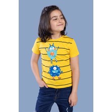 Toontoy Kids Toontoy Erkek Çocuk Çizgili Canavar Baskılı Tişört