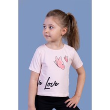 Toontoy Kids Toontoy Kız Çocuk Kelebek Baskılı Taş Işlemeli Tişört