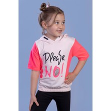 Toontoy Kids Toontoy Kız Çocuk Kapüşonlu Garni Detaylı Baskılı Tişört